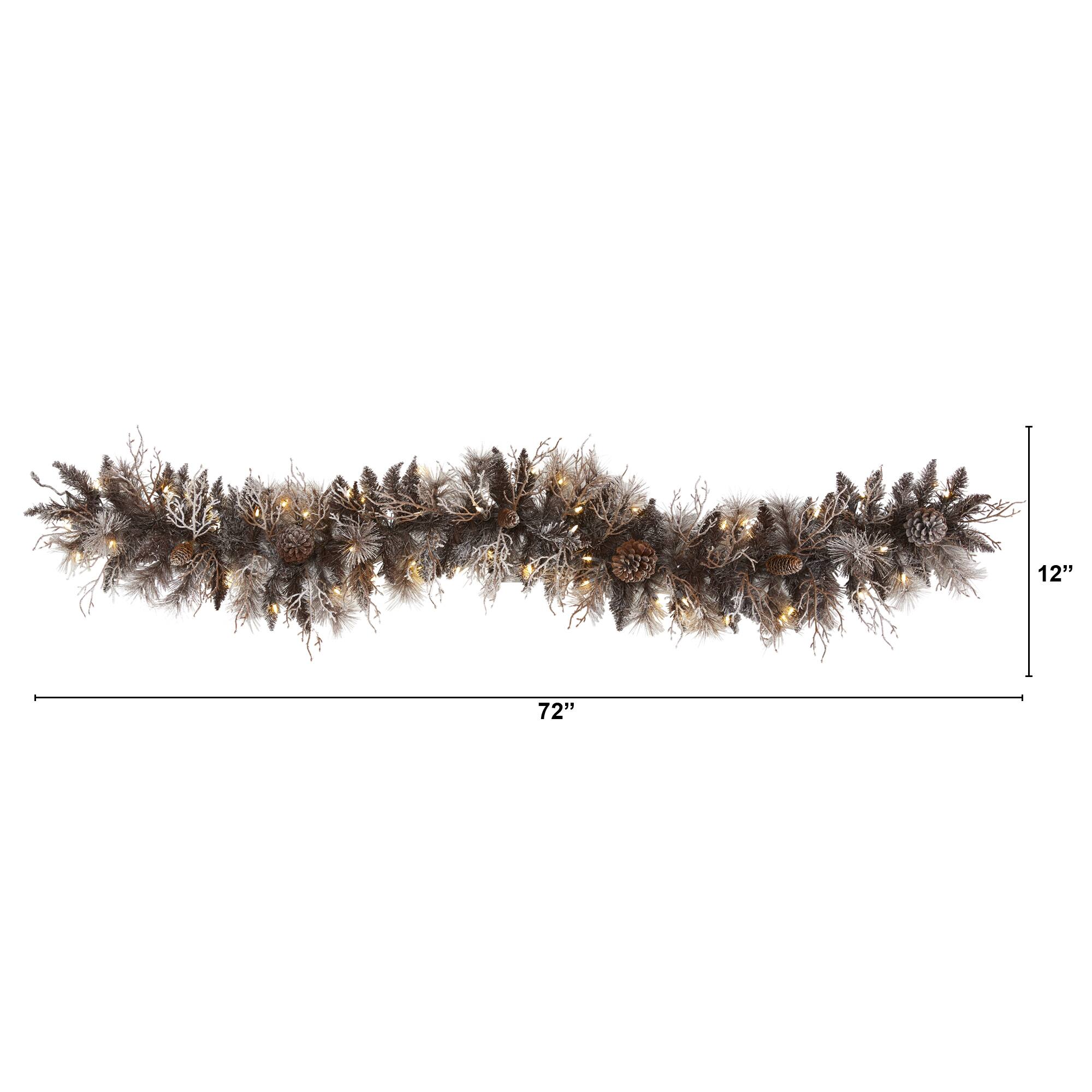 6ft. LED Flocked Pine & Pinecone Christmas Garland